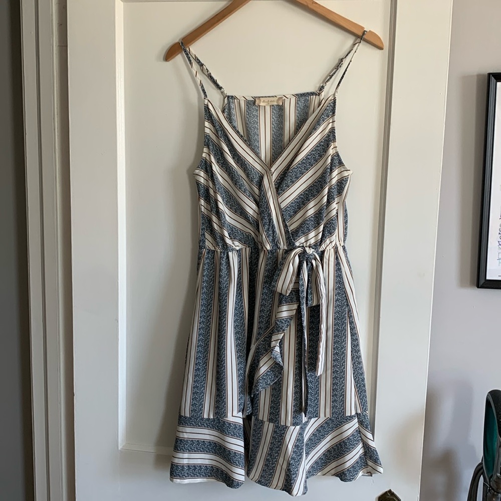 Altar’d State Faux Wrap Striped Mini Dress